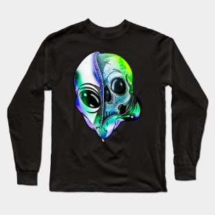 Creepy Space Alien Skull Long Sleeve T-Shirt